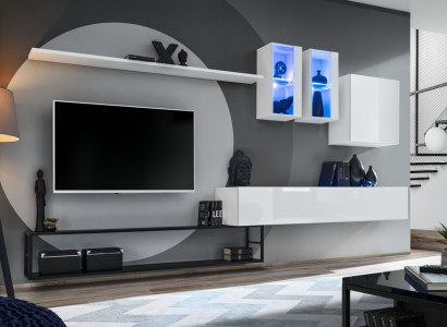 Komplette Wohnwand Designer Luxus Wohnzimmermöbel Weiß TV-Ständer Sideboard